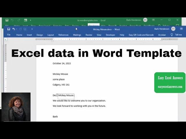 Use Excel data to populate a template in Word