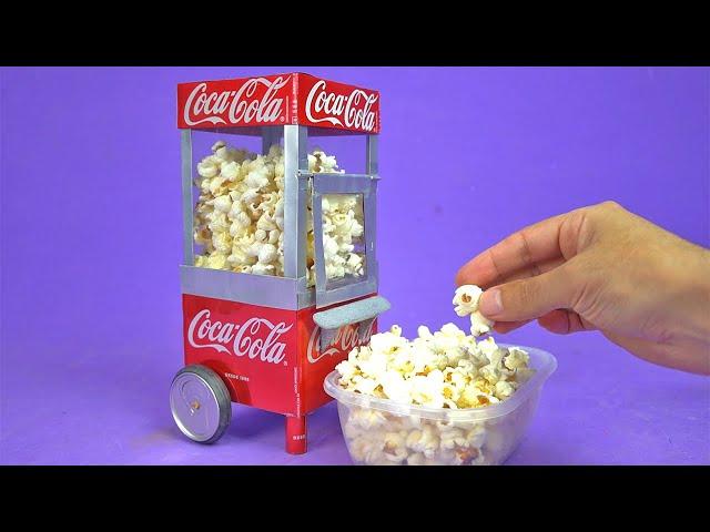 Making an Amazing Mini PopCorn Machine with soda cans