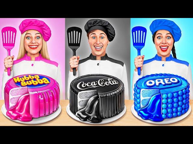 Pink VS Black VS Blue Color Cooking Challenge by Multi DO Smile