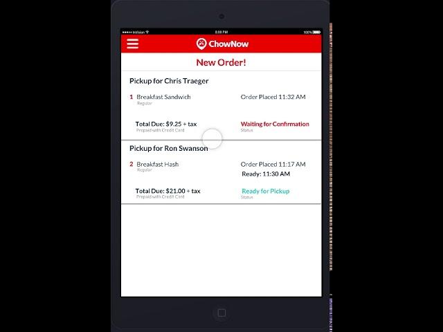 ChowNow Restaurant App Prototype Video