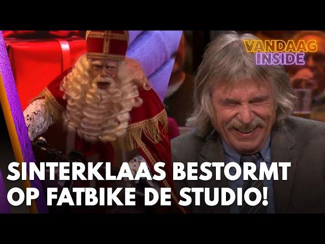 Sinterklaas rijdt dwars door muur de Vandaag Inside-studio in: ‘Kijk uit, aan de kant!!'