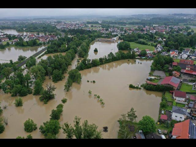 Hochwasser im Schussental - Aufnahmen mit der Drohne