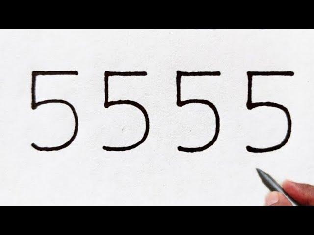 How to draw Panda From Number 5555 || Easy Panda Drawing || Animals Drawing || Panda Drawing