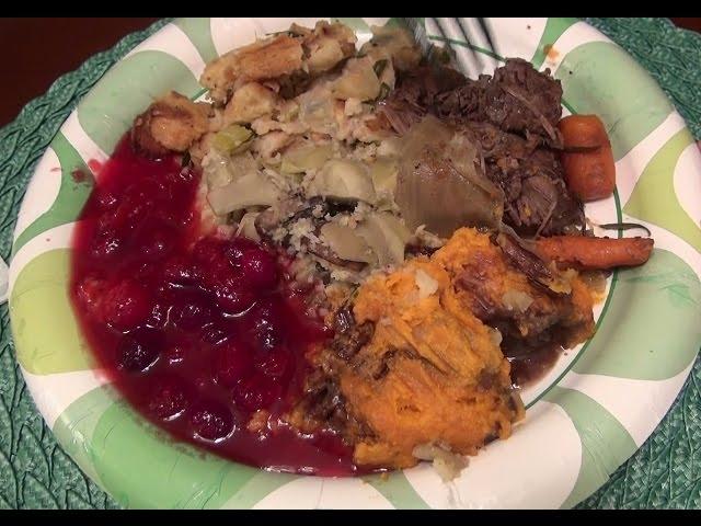 SassEsnacks ASMR: Pot Roast with Thanksgiving Leftovers Eating Sounds