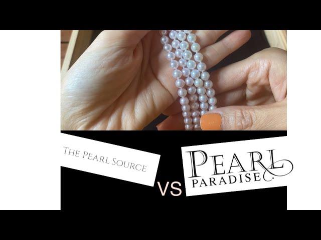 Unboxing THE PEARL SOURCE vs PEARL PARADISE on White Akoya AAA necklace 6.0-6.5mm