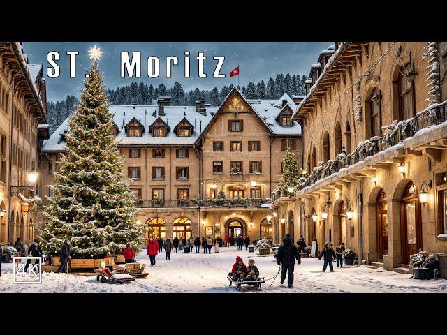 ST. MORITZ ️A Magical Christmas Evening Walk Tour in St. Moritz, Switzerland️4K 50p