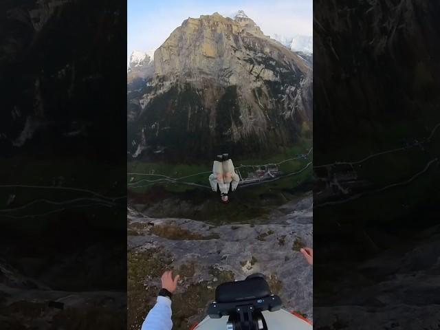 crazy base jump in Lauterbrunnen ️ #mountains #adrenaline #adventure #nature #flying #basejump