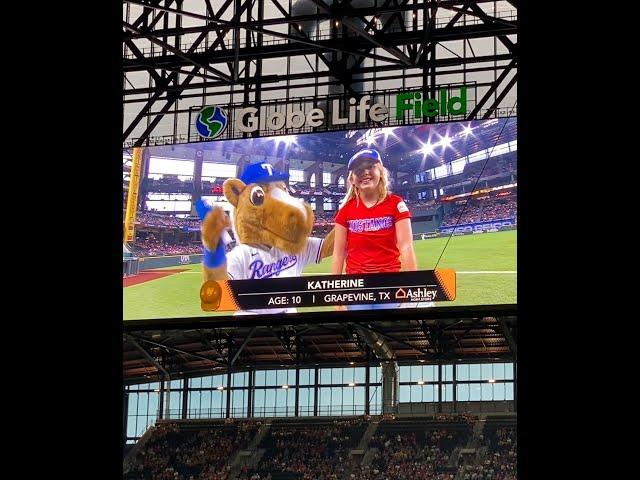 Katherine Gets to Be "Play Ball Kid" at Texas Rangers Game