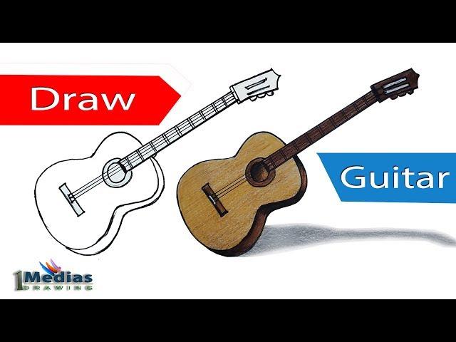 How to Draw Guitar Step by Step (Very Easy)