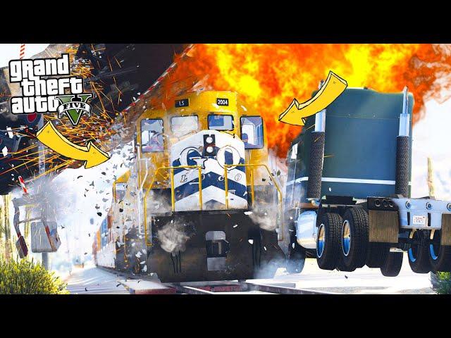 GTA 5 Mods (TRAIN WRECK AT 200MPH!)  GTA V Crash Compilation