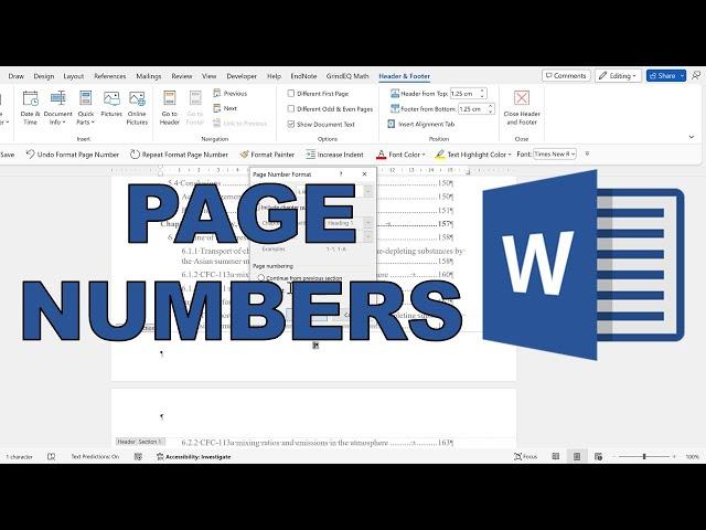 How to add page numbers in Word