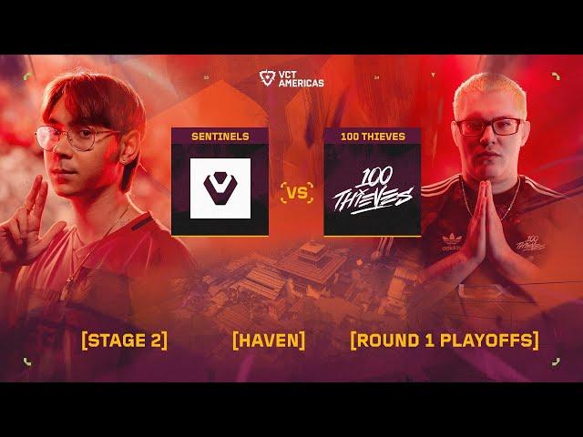 Sentinels vs 100 Thieves - VCT Americas Stage 2 - Round 1 Playoffs - Map 1