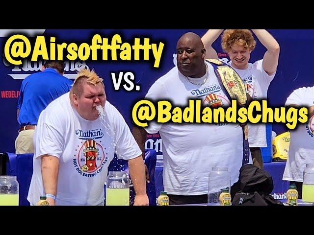 full NATHAN’s LEMONADE CHUG World Record - Eric 'Badlands' Booker