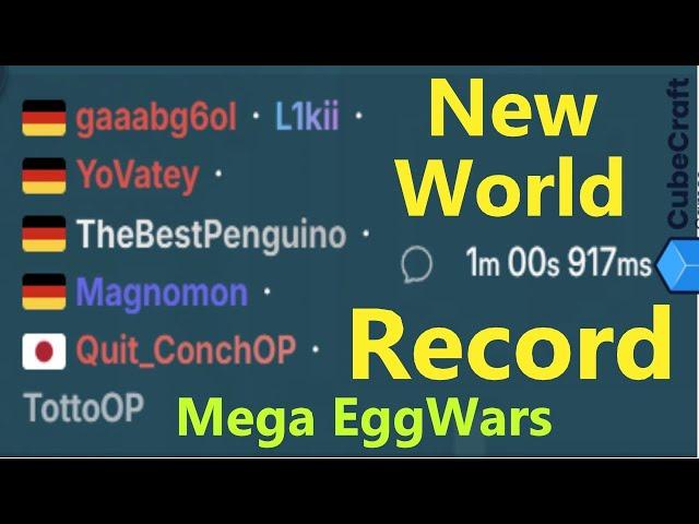 【World Record?!?!】60sec - EggWars Mega any% #kenandtotto CubeCraft bedrock minecraft Speedrun.com OG