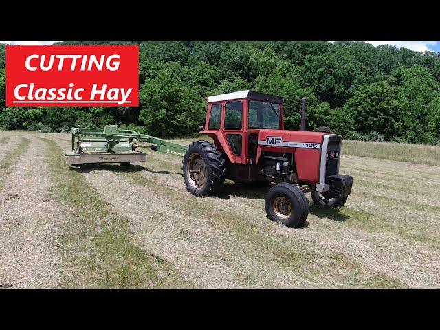 Cutting Classic Virginia Mountain Hay - Massey Ferguson 1105 & Krone 2801cv