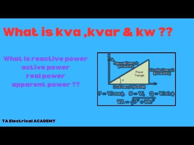 What is kva, kvar, kw ??? Reactive power, active power ? || TA ELECTRICAL ACADEMY