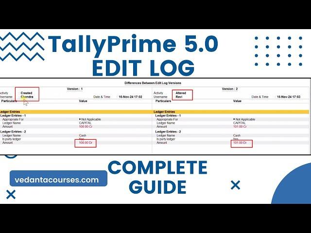 Tally Prime 5.0 Edit Log Complete Guide | Track Users' Data, User Management & Audit Features