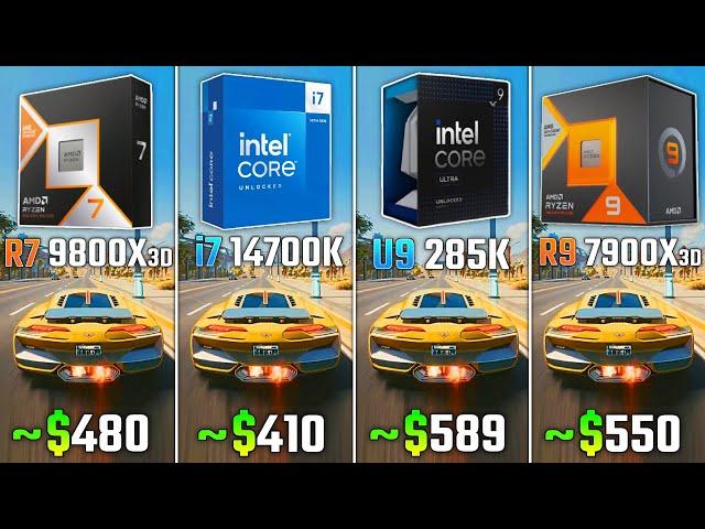 RYZEN 7 9800X3D vs INTEL I7-14700K vs ULTRA 9 285K vs RYZEN 7900X3D | Test in 6 Games