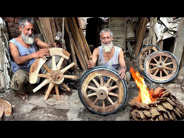 Traditional Old Master - How Making a Wooden Hand Cart Wheel with Many Years of Experience