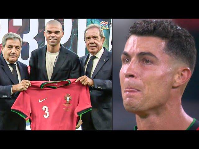 Ronaldo's Reaction to Pepe Incredible Tribute before kick-off vs Crotaia | Nations League 2024