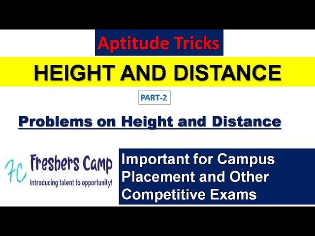 Aptitude Tricks : Problems on Height and Distance Part - 2 | Freshers Camp | Campus Placement