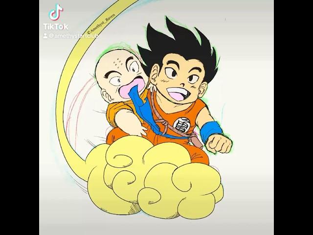 Krillin, Goku, and Flying Nimbus (Speed draw/sketch of OG DragonBall)