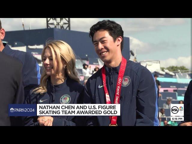 Figure skater Nathan Chen receives gold medal from 2022 Winter Olympics in Beijing