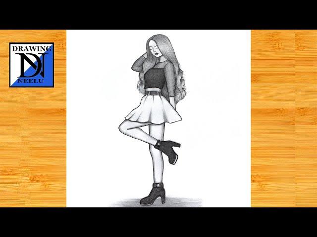 How to draw a easy Girl - for step by step || Pencil sketch for beginner || Girl drawing || Drawing