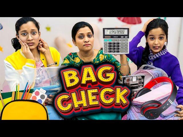 BAG CHECK BEFORE EXAM  | Surprise School Bag Check By Mummy  | Funny Video  | Cute Sisters