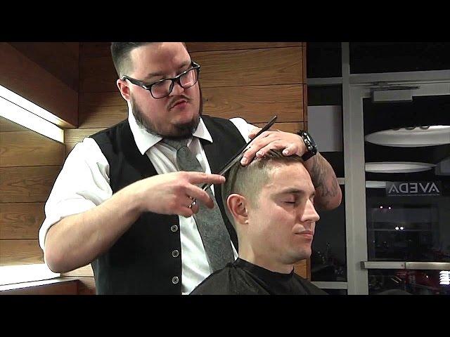 Men's Modern Side Part Pomp Fade With Serious ASMR Triggers