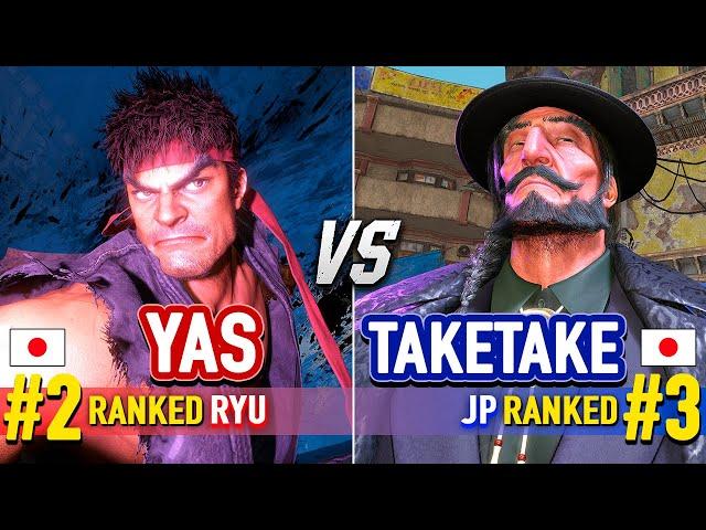 SF6  YAS (#2 Ranked Ryu) vs TAKETAKE-PIANO (#3 Ranked Guile)  Street Fighter 6 High Level Gameplay