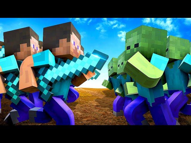 MINECRAFT Steve Army vs Zombies - Ultimate Epic Battle Simulator 2