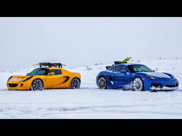 Ski-Cars! Lotus Elise and Porsche Cayman in Winter - RWD Sports cars in the snow! | Everyday Driver