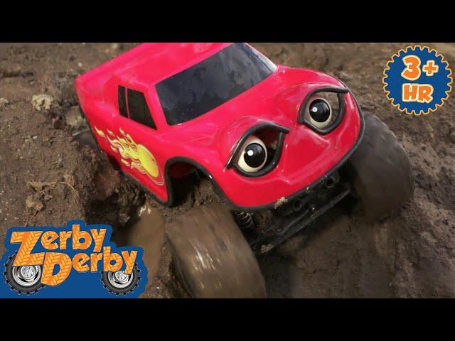 Washed Away | Dirty RC Cars Roll In Mud | Full Episodes | Zerby Derby | 9 Story Kids