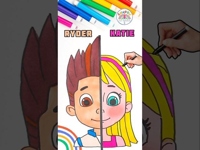 Draw PAW Patrol Simple | Drawing Ryder and Katie Tutorial  #pawpatrol #drawing #shorts