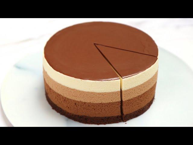 Triple chocolate mousse cake