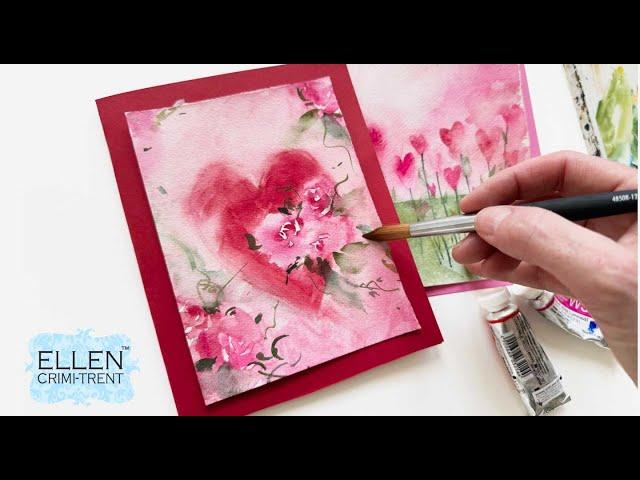 EASY watercolor Valentines Day Cards