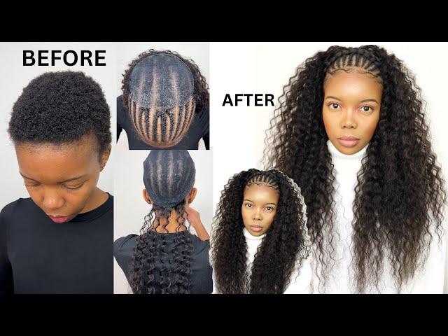 R85/$4,66 Braided quickweave on short natural hair||Protective hair style