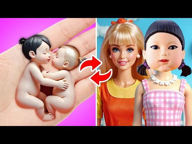 Squid Game Doll vs Barbie - Body Swap! *Cute Beauty Makeover Ideas*