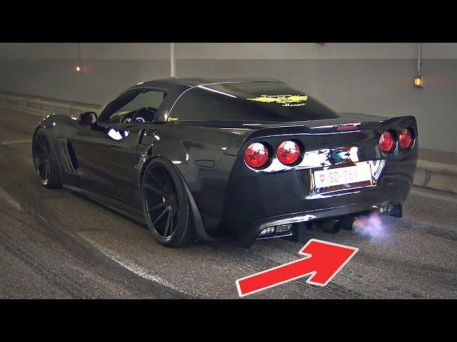 TUNED CARS Leaving Car Meet Through Tunnel  | INSANE Burnouts & Accelerations 