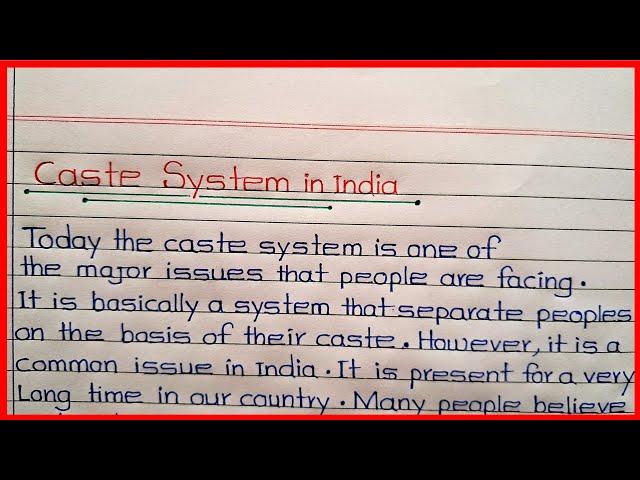 Caste System in IndiaEssay/Paragraph writing on Caste SystemIndian Caste System