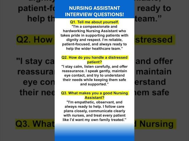 NURSING ASSISTANT INTERVIEW QUESTIONS & ANSWERS! (How to Pass Your Healthcare Interview) #Nursing