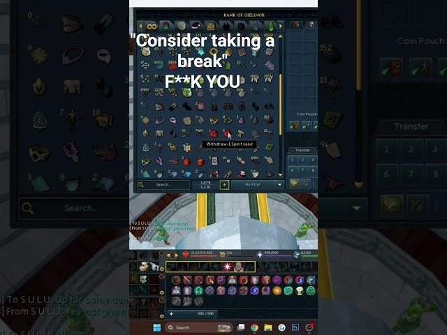 I DONT NEED A BREAK I NEED LEVELS #RS3 #funny #gaming #fyp