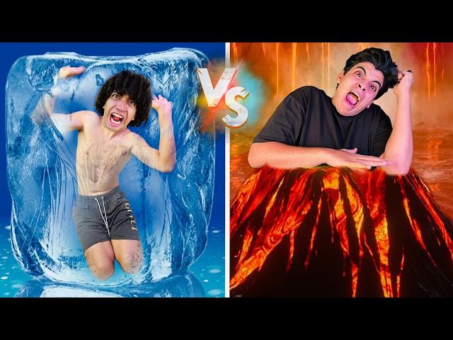 تحدي السخن vs البارد || لمدة يوم كامل !! الحسين ( انهيار بكاء ) 