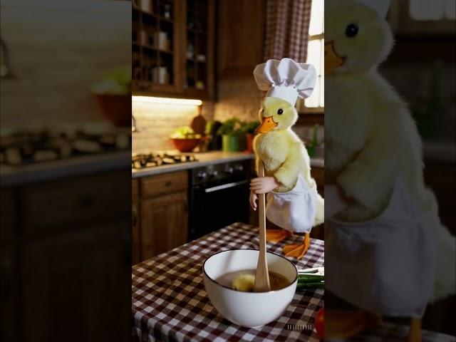 "Funny Chef Duck in Kitchen Surprise  | Adorable Baby Duck Calls Mommy!" #FunnyDuck #CookingDuc