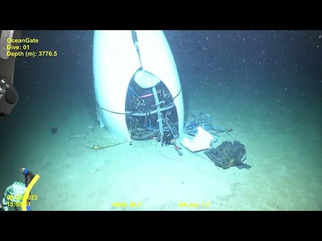 Titan sub's tail cone spotted in underwater video