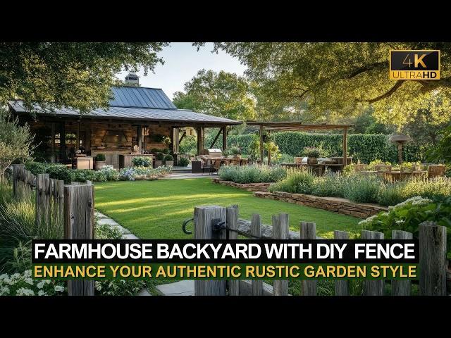 Farmhouse Backyard with DIY Cheap Fence Ideas for an Authentic Rustic Garden