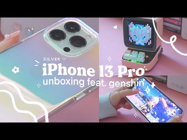  an aesthetic iphone 13 pro unboxing | ft. genshin impact + a unique speaker from divoom 