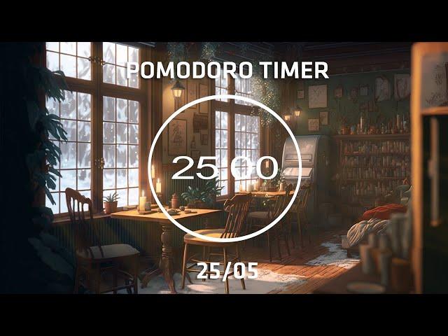 25/5 Pomodoro Timer | Cozy Coffee Shop with lofi for Relaxing, Studying and Working ️ | 4 x 25 min