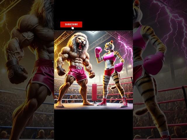 TIGER VS LION FIGHT FOR DAD #cat #cute #fighting #aiart #country #warriors